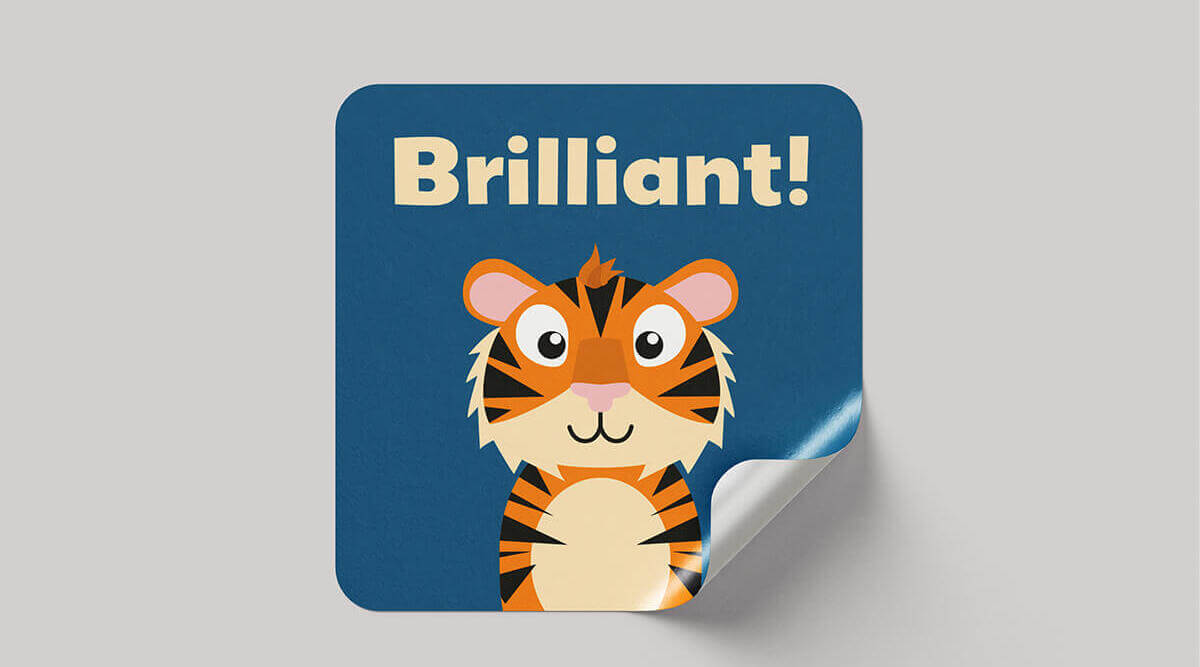 School Animal Stickers Square